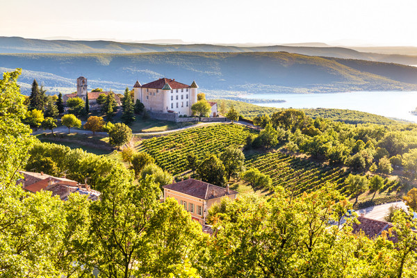 Castle of Aiguines near the Lac de Sainte Croix lake