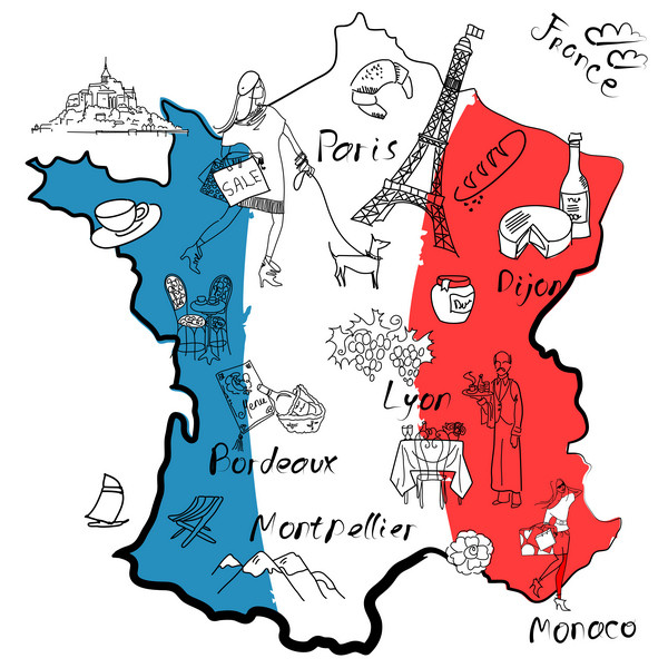 Map of France in national colours