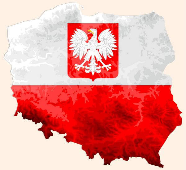 Map with coat of arms of Poland