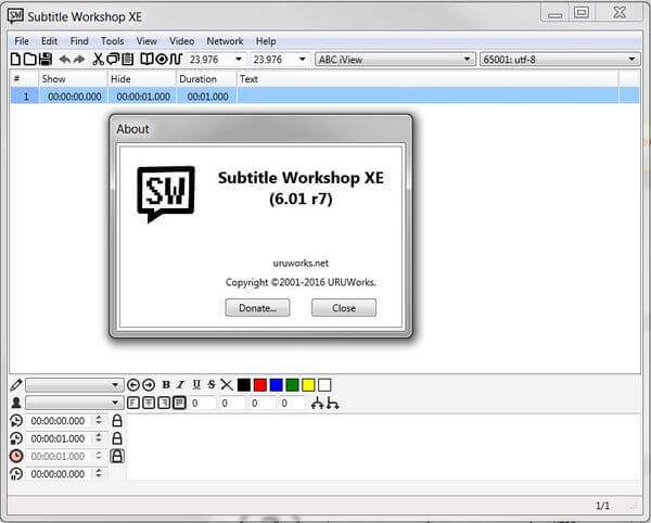 Subtitle workshop interface screenshot