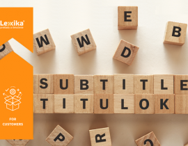 The word "subtitle" made of wooden blocks