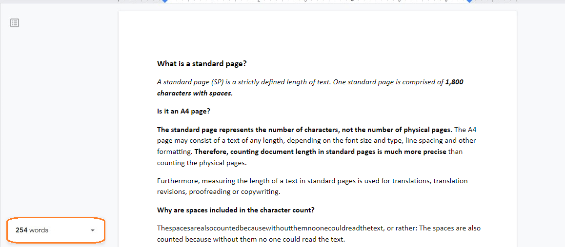 Google docs number of words