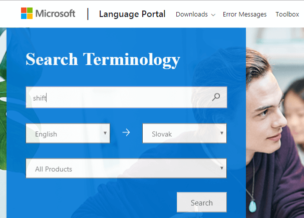 Screenshot Microsoft dictionary