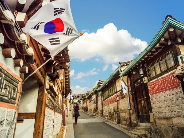 Korean flag on a house