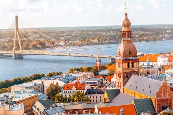 panoramatic view of Riga and Daugava river