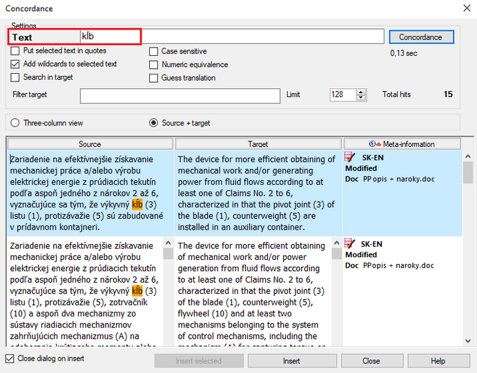 Concordance memoQ