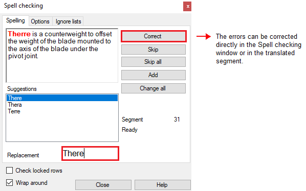 Spell check memoQ