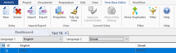 editor - modifying term base