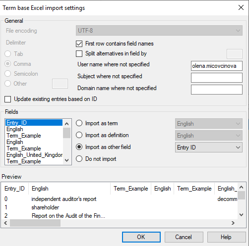 import term base settings